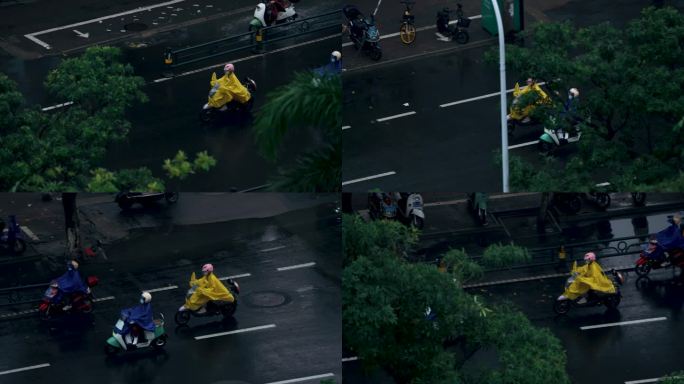 黄色雨衣骑手