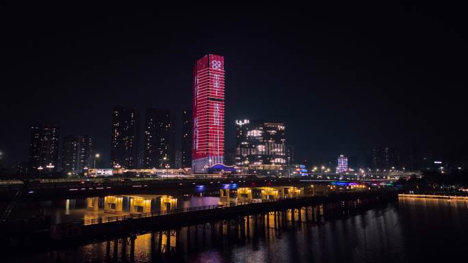 珠海前山立交环宇城夜景航拍4K