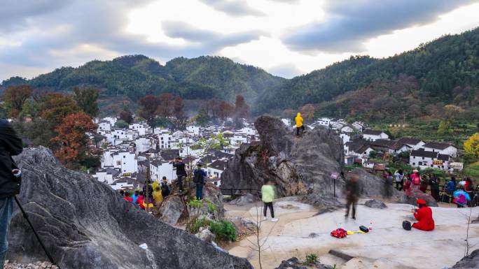 婺源石城红叶风景区延时摄影