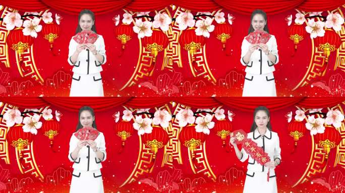 主持人美女迎新年祝福吉祥