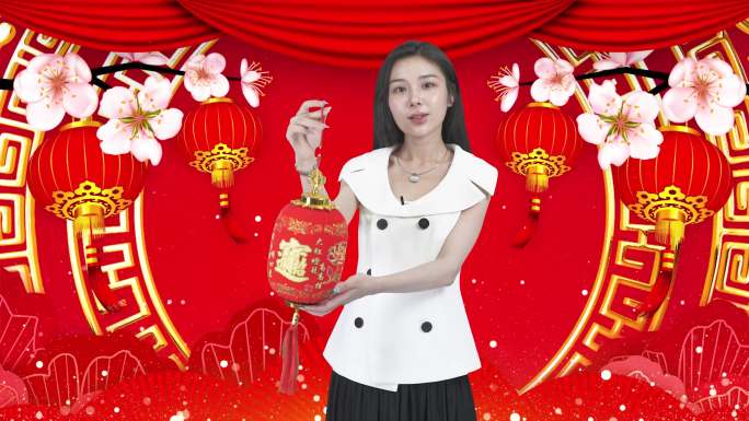 主持人美女迎新年祝福吉祥