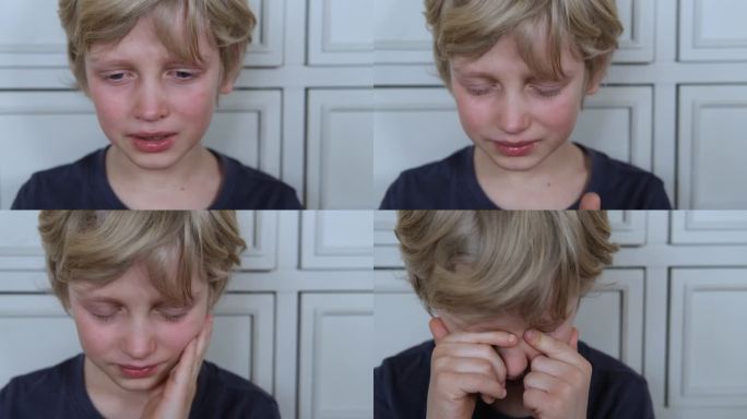 哭泣的男孩小孩伤心哭