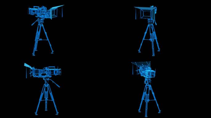蓝色科技线条摄像机透明通道素材
