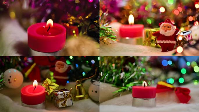 平安夜烛光氛围圣诞节装饰斑斓灯光新年素材