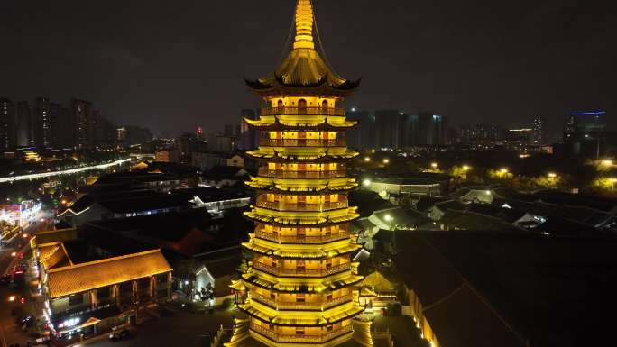 航拍淮安国师塔夜景（御3哈苏色彩）