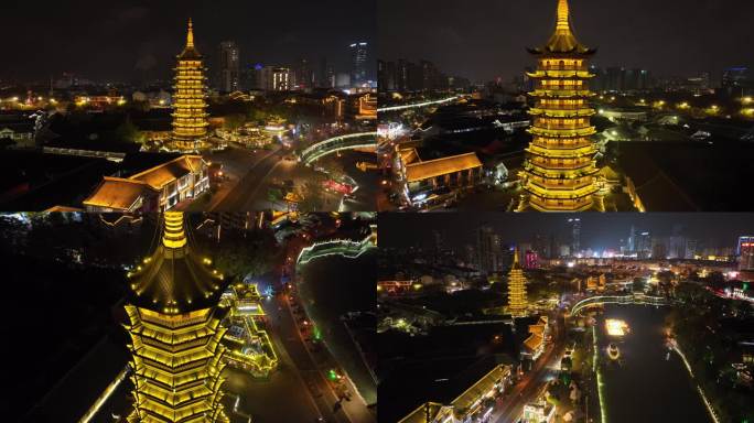 航拍淮安国师塔夜景（御3哈苏色彩）