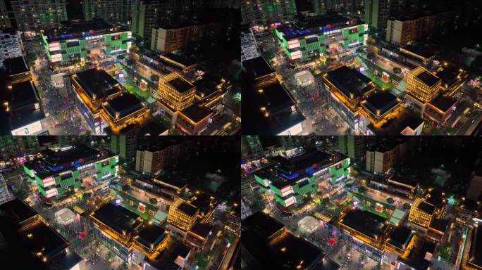 大湾区珠海玖州道商圈夜景航拍4K