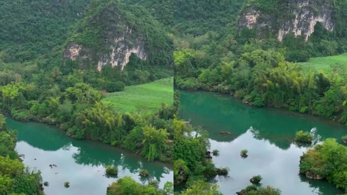 高清竖屏航拍崇左大新黑水河一镜到底