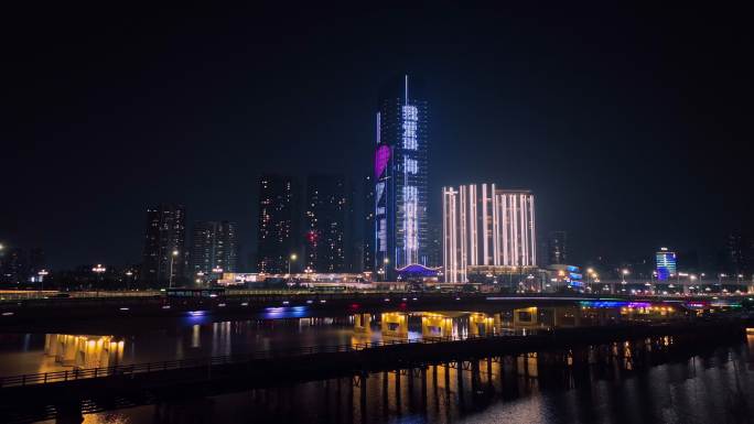 珠海前山立交环宇城夜景航拍4K