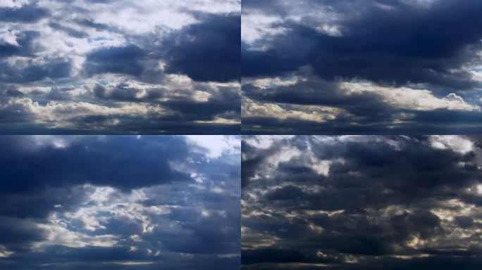 4K分辨率，在多云的天空中，伴随着太阳光线飞行。延时天空云