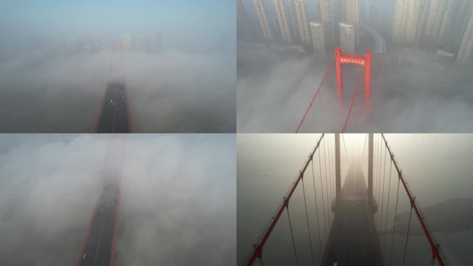 迷雾中的鹦鹉洲大桥