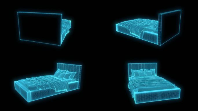 蓝色全息线框科技床【带通道】