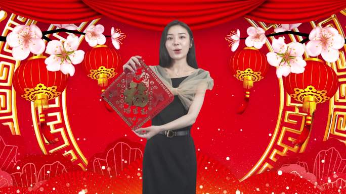 主持人美女迎新年祝福吉祥