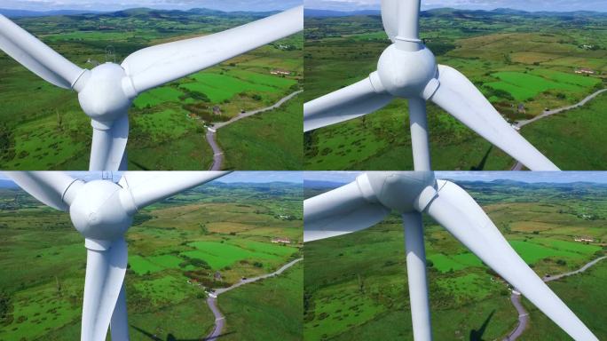 风力涡轮机鸟瞰图风力发电电能风能新能源涡