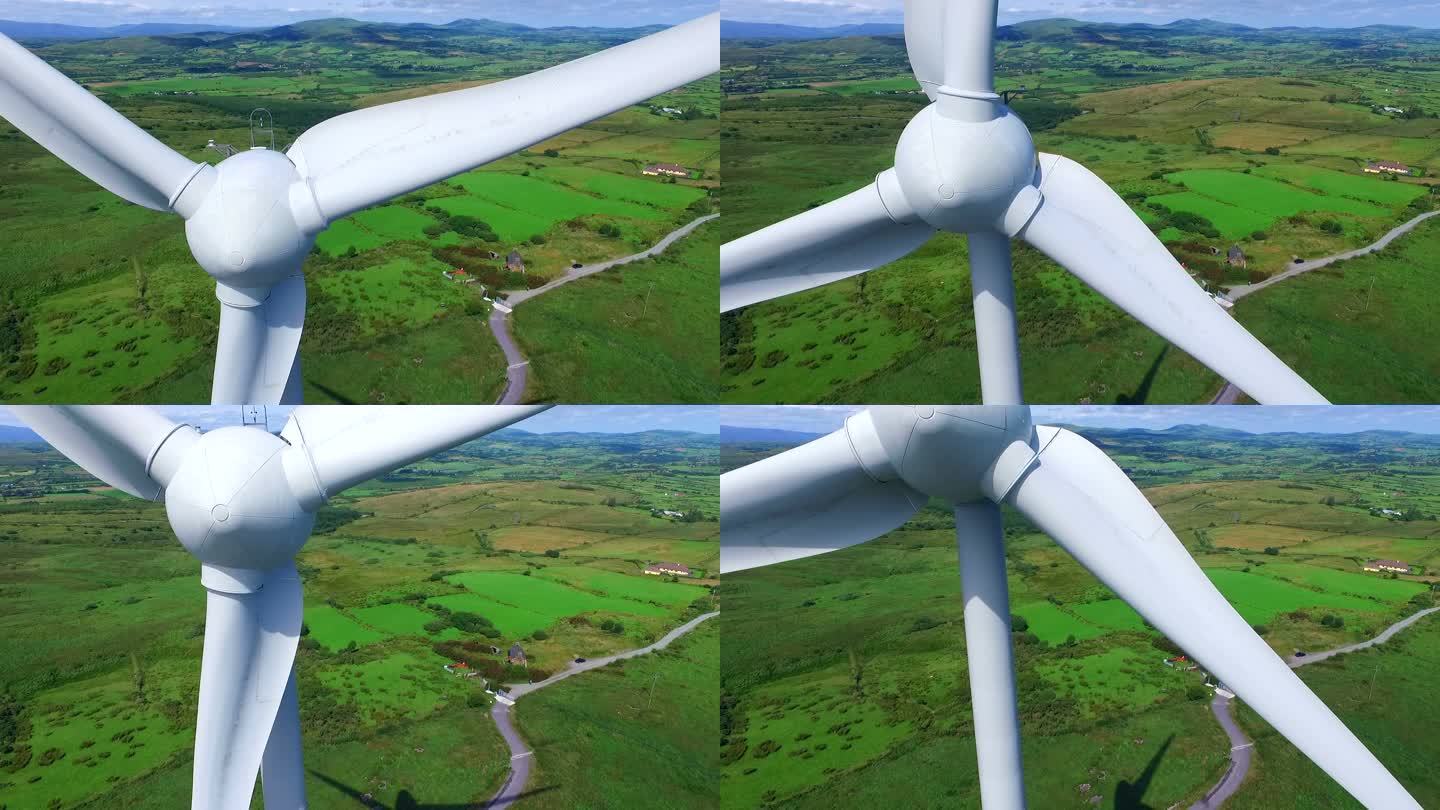 风力涡轮机鸟瞰图风力发电电能风能新能源涡