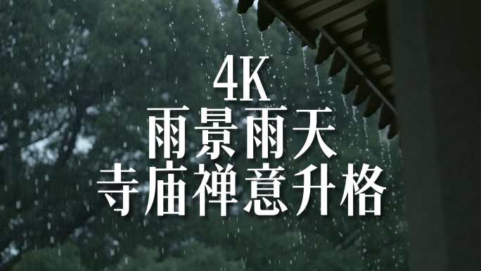 15段素材实拍 春雨寺庙雨景禅意慢动作