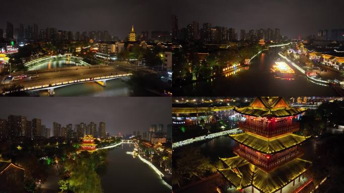 航拍淮安里运河景区夜景（御3哈苏色彩）