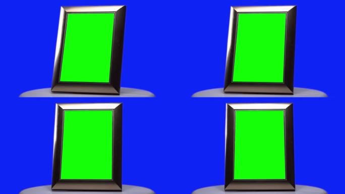 相框绿色屏幕缓慢旋转，蓝色屏幕背景