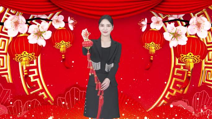 主持人美女迎新年祝福吉祥