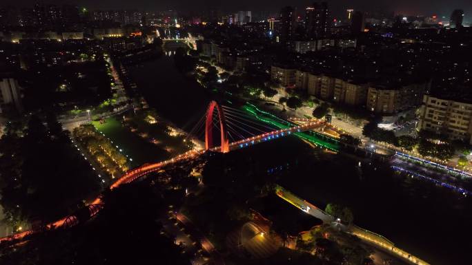 大湾区江门新会蓬江区夜景航拍