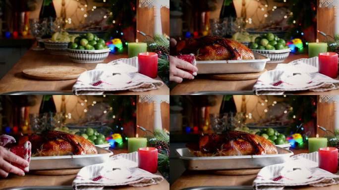 传统圣诞烤鸭聚会家庭聚餐美食