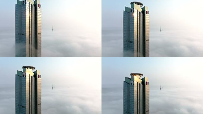 珠海横琴金融岛云海航拍视频