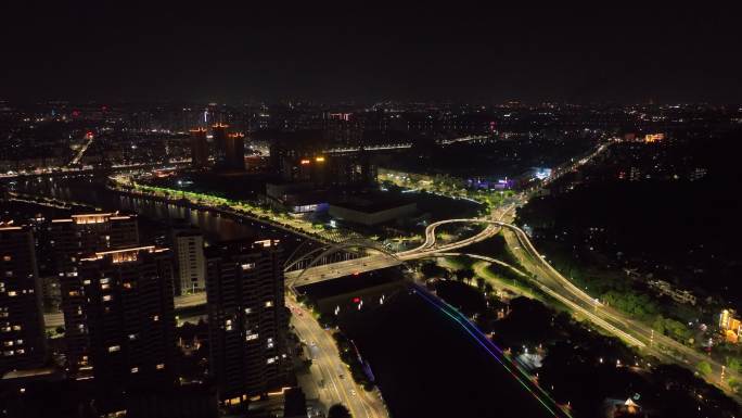 大湾区江门东华大桥夜景航拍