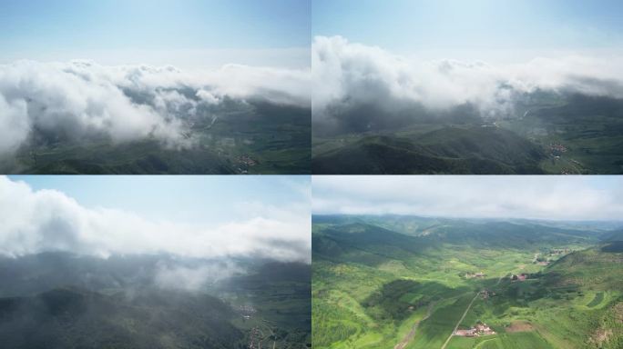 雨后的山村 山上飘起了云