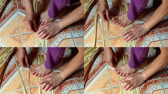 传统手工莎草柳条制成，用手和脚编织。