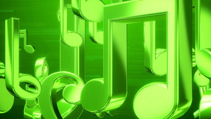 音乐音符卷绿色绿色音符三维立体动画背景