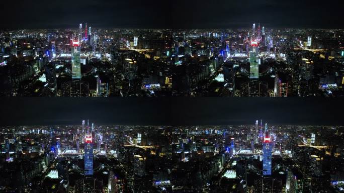 夜间广州轴线全景广州航拍广州夜景广州城市