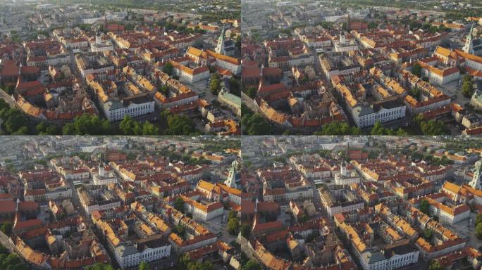 Kalisz城市景观鸟瞰图。从上方看，由正方形组成的建筑