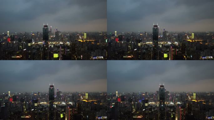 夜间广州轴线全景广州城市轴线夜景灯光亮化