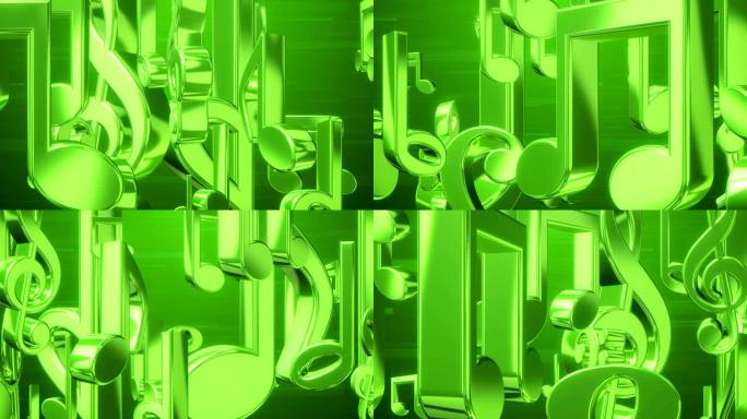 音乐音符卷绿色立体文字