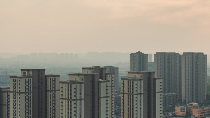 【4K】城市住宅建筑群日落