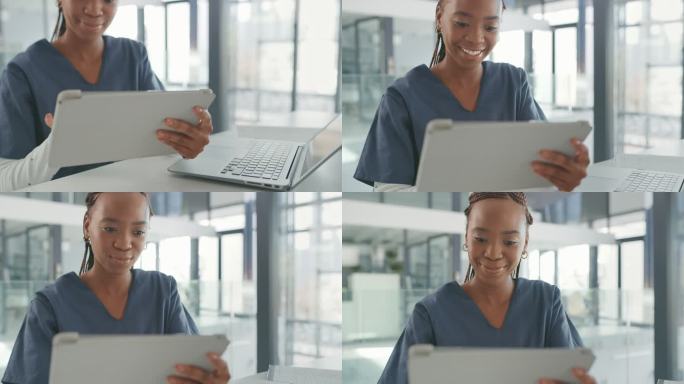 一位年轻女医生在工作中使用数字平板电脑的4k视频片段