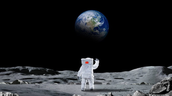 宇航员向地球挥手