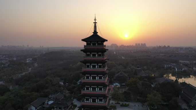 夕阳下扬州大明寺