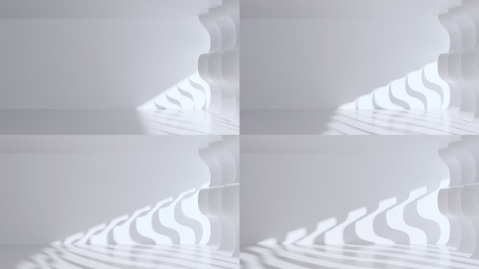 曲线阴影和白色的室内场景3D渲染