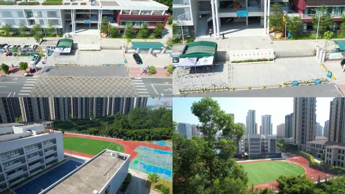 广州增城区朱村街第二小学学校航拍操场