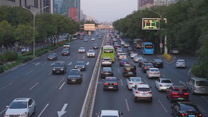 北京CBD 车流  拥堵的车流