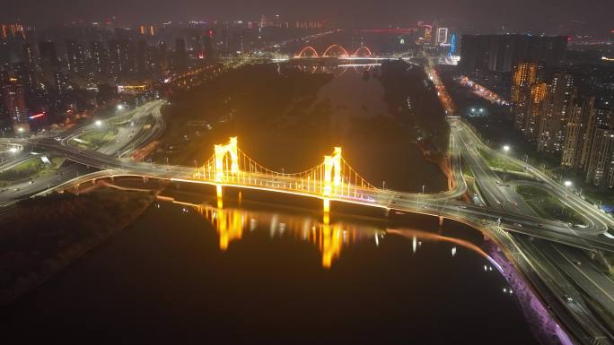 临沂祊河桥 武汉路桥航怕夜景延时车流宣传