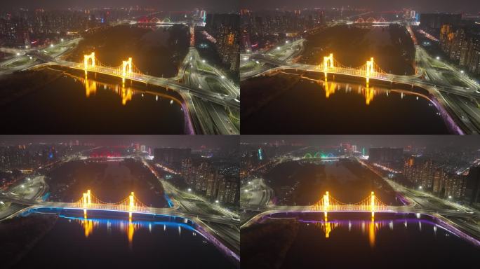 临沂祊河桥 武汉路桥航怕夜景延时车流宣传