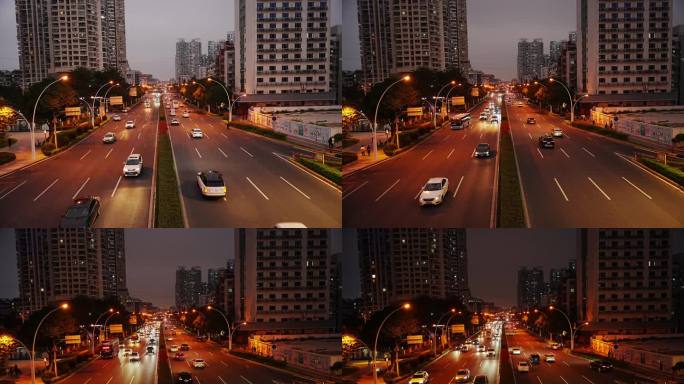 天桥马路车流 夜空渐变