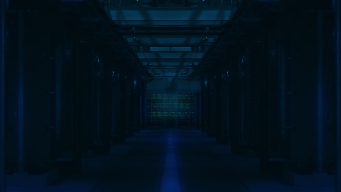 服务器室黑暗的未来走廊