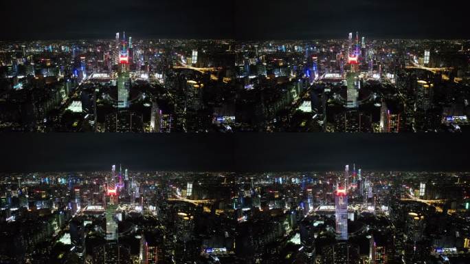 夜间广州轴线全景广州电视塔中国高塔广东著