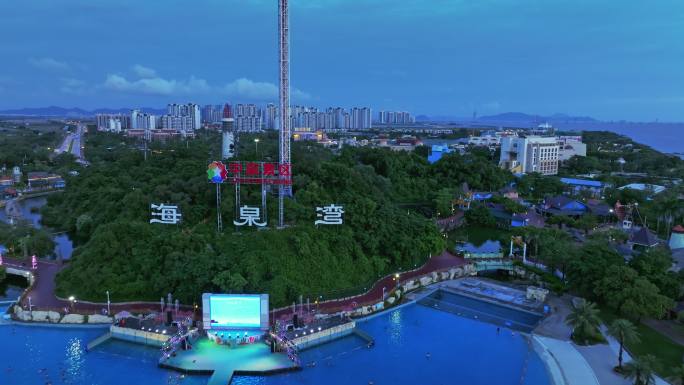 珠海海泉湾旅游度假区游乐园水城航拍4k