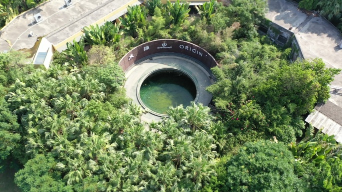 厦门日月谷温泉泉眼俯拍航拍