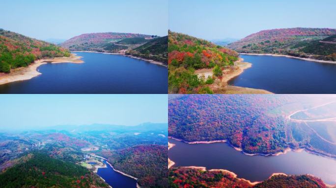 5K秋天红叶水库山川