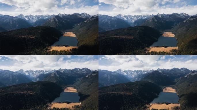 高原震撼雪山湖泊风景